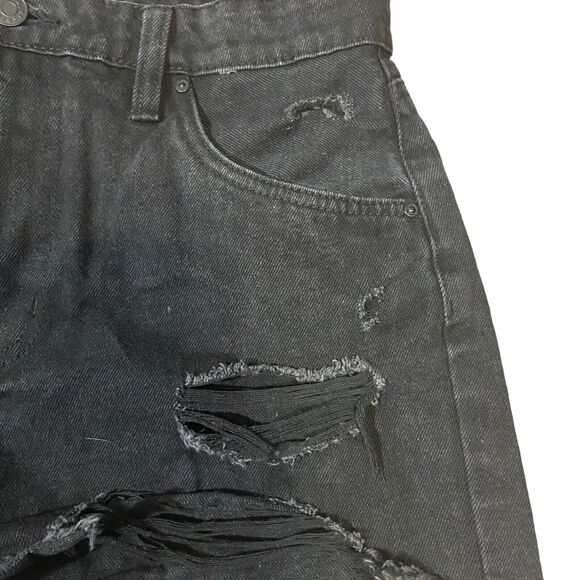 Refuge Distressed Shorts Raw Hem Black Jean Denim Short Chelsea Size 7 Rock Punk - Picture 7 of 16